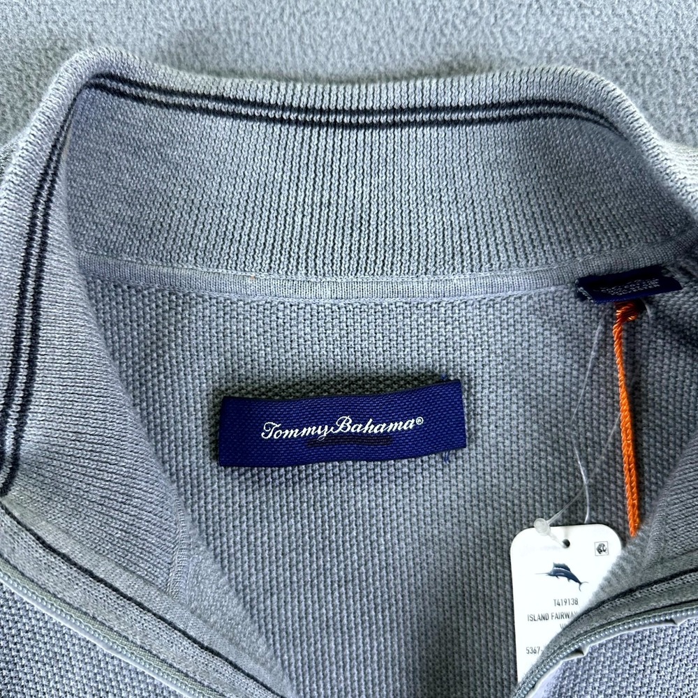 Tommy Bahama Vest Mens XL Grey Island Zone Fairway Knit Zip Prep Resort Sweater - Picture 8 of 12